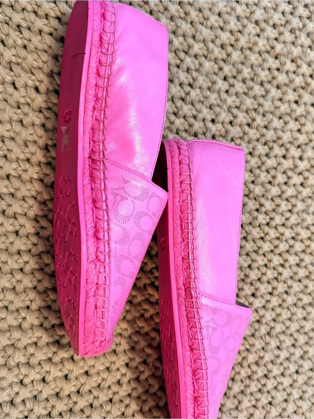 Coach Pink Signature Espadrille Flats
